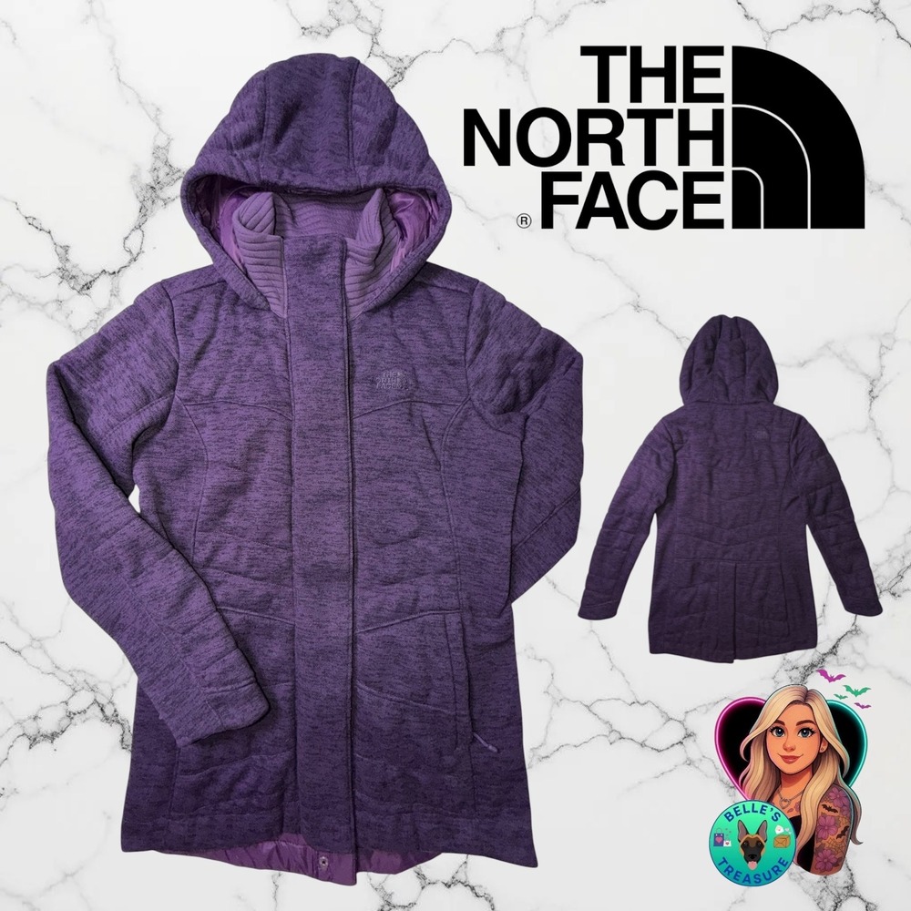 The North Face Womens Purple Heathered Hooded Indy Insulated Parka Jacket Small